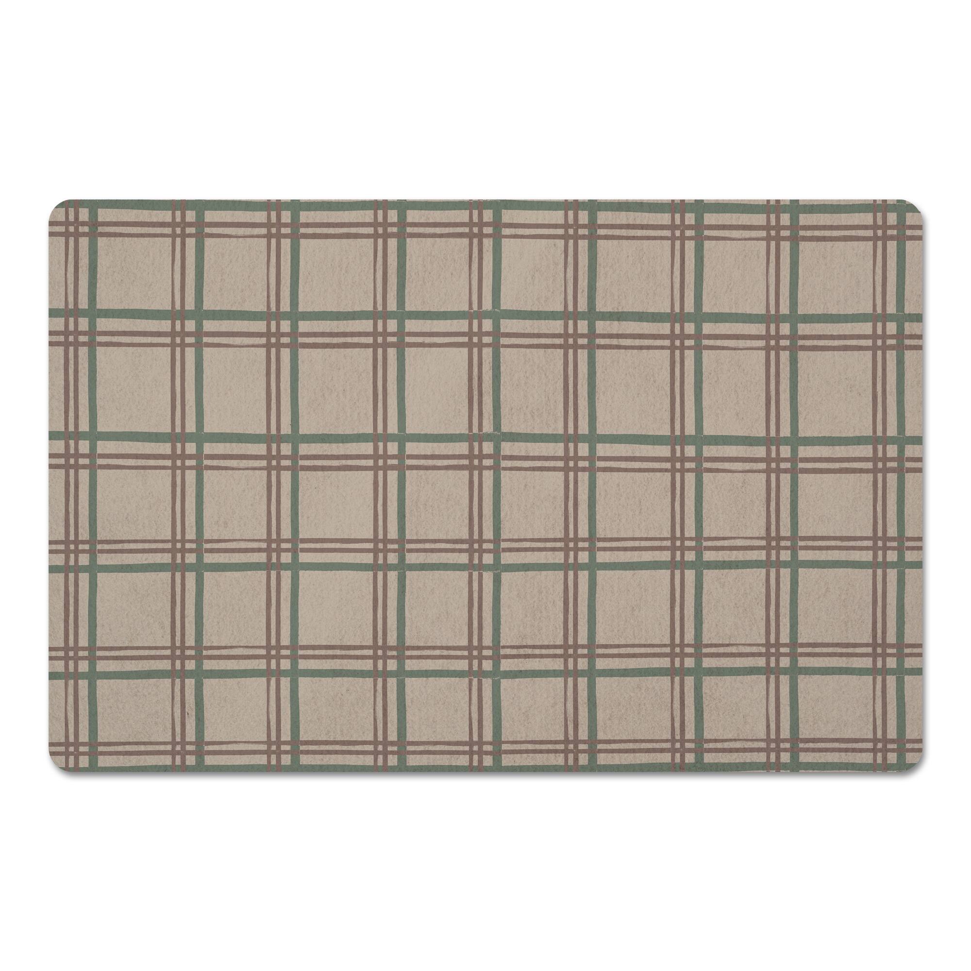 Holiday Plaid on Brown Floor Mat